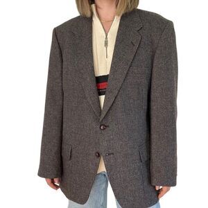 Farah Brown Donegal Tweed 100% Pure Wool Preppy Equestrian Sport Coat 46R